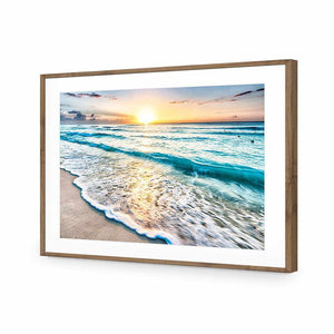 Glimmering Sunrise, Rectangle | Standard Acrylic | Flat Frame With Border | Natural