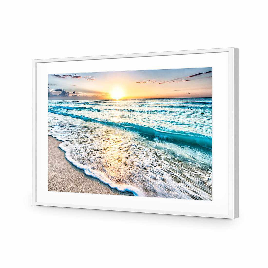Glimmering Sunrise, Rectangle | Standard Acrylic | Flat Frame With Border | White