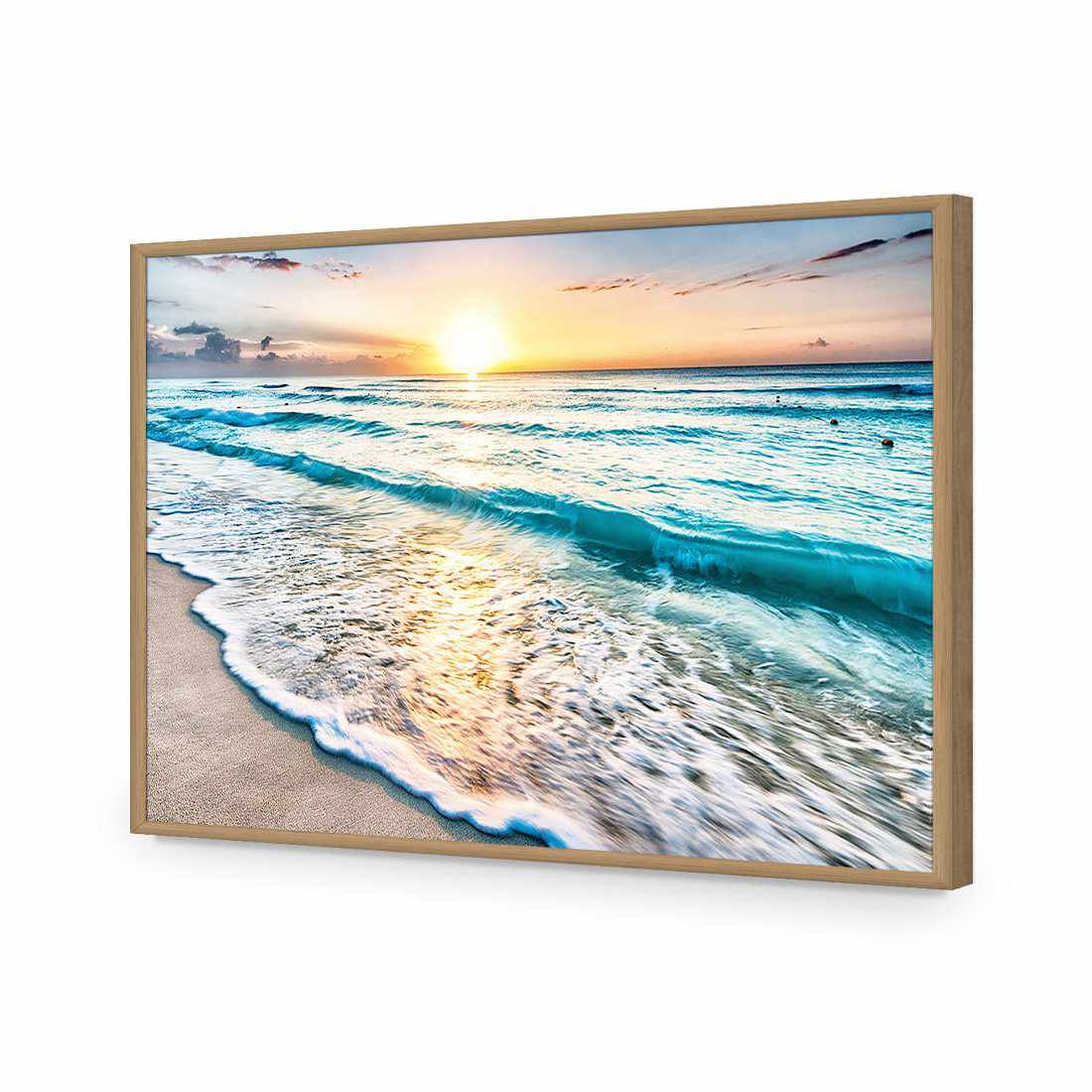 Glimmering Sunrise, Rectangle | Standard Acrylic | Flat Frame No Border | Oak