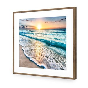 Glimmering Sunrise, Square | Standard Acrylic | Flat Frame With Border | Natural