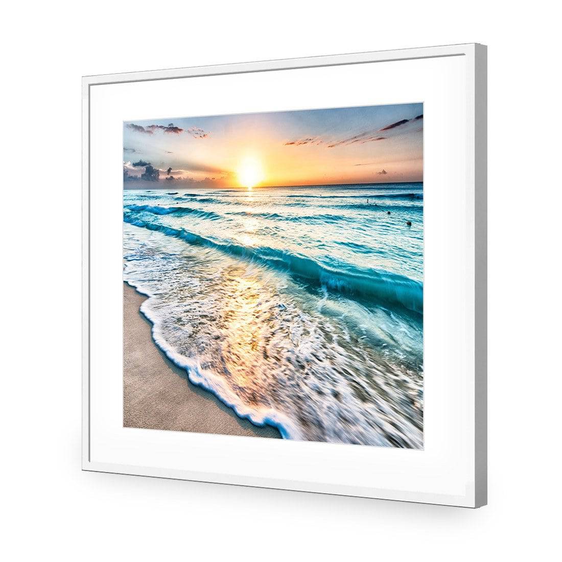 Glimmering Sunrise, Square | Standard Acrylic | Flat Frame With Border | White