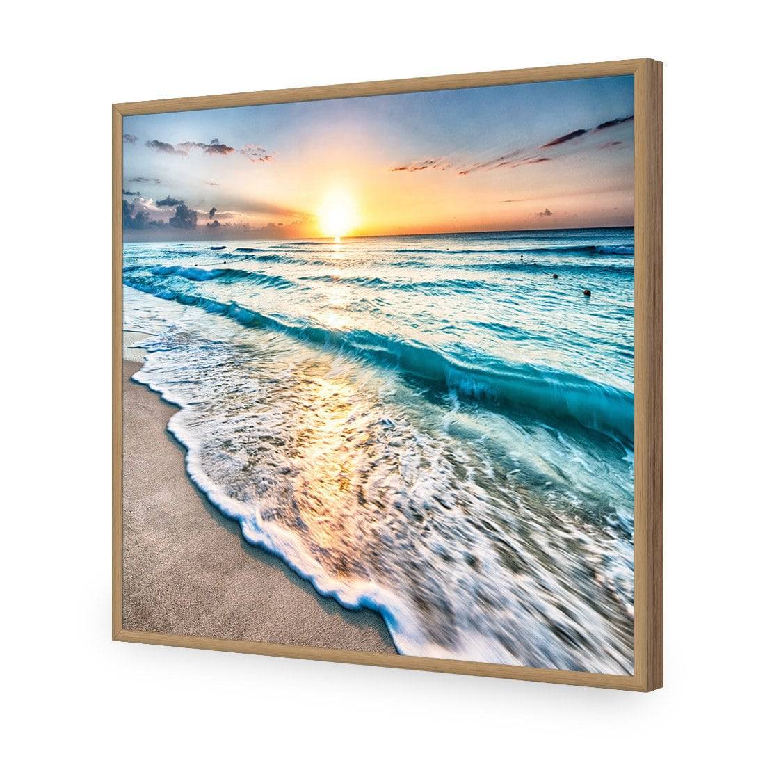 Glimmering Sunrise, Square | Standard Acrylic | Flat Frame No Border | Oak