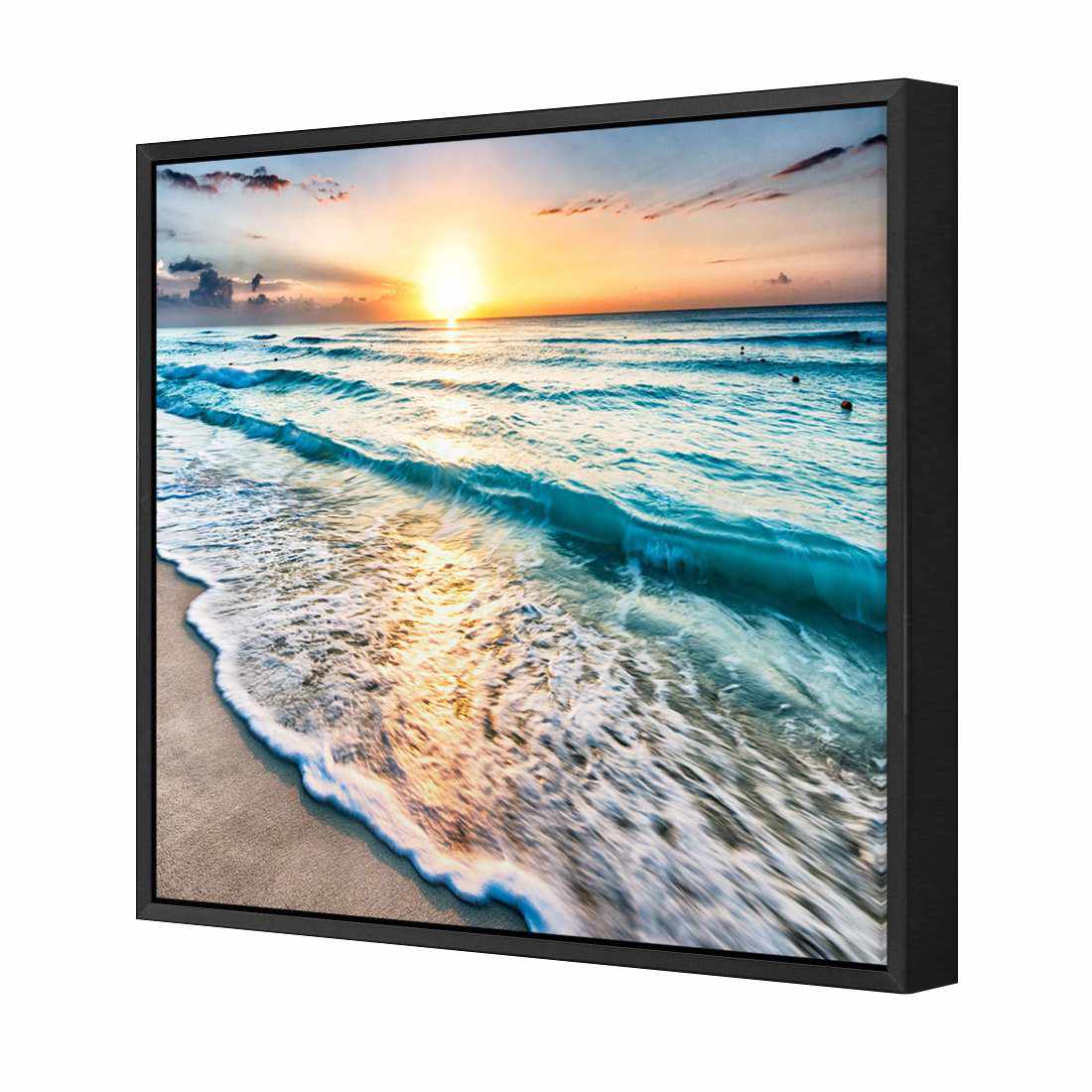 Glimmering Sunrise, Square | Standard Canvas | Floating Frame | Black