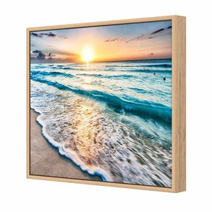 Glimmering Sunrise, Square | Standard Canvas | Floating Frame | Oak