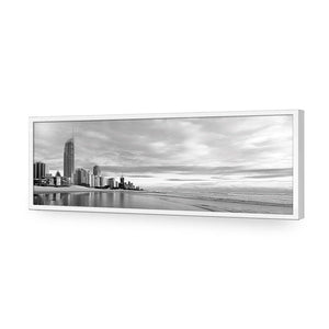 Gold Coast Panoramic, Black and White (long) | Classic Acrylic | Flat Frame No Border | White