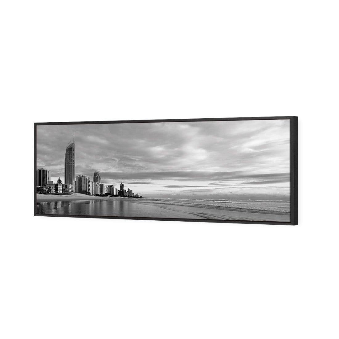 Gold Coast Panoramic, Black and White (long) | Classic Canvas | Floating Frame | Black