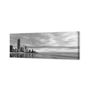 Gold Coast Panoramic, Black and White (long) | Classic Canvas | No Frame | Stretched Canvas