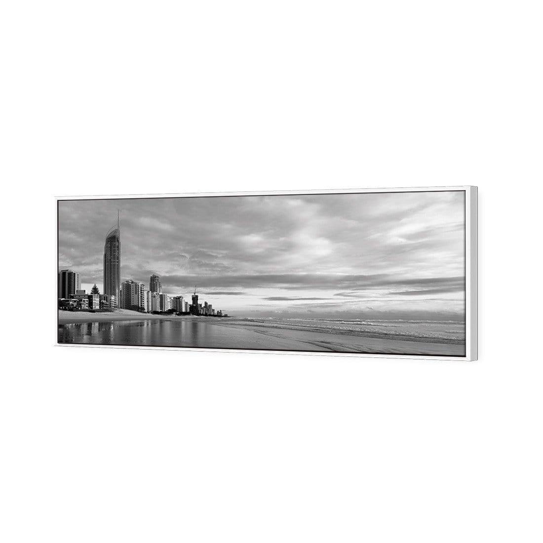 Gold Coast Panoramic, Black and White (long) | Classic Canvas | Floating Frame | White