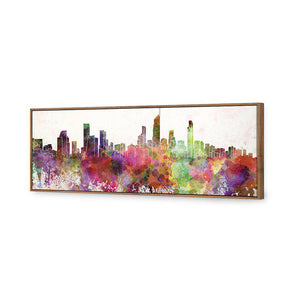 Gold Coast Skyline Watercolour | Standard Canvas | Floating Frame | Natural