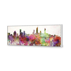Gold Coast Skyline Watercolour | Standard Canvas | Floating Frame | White