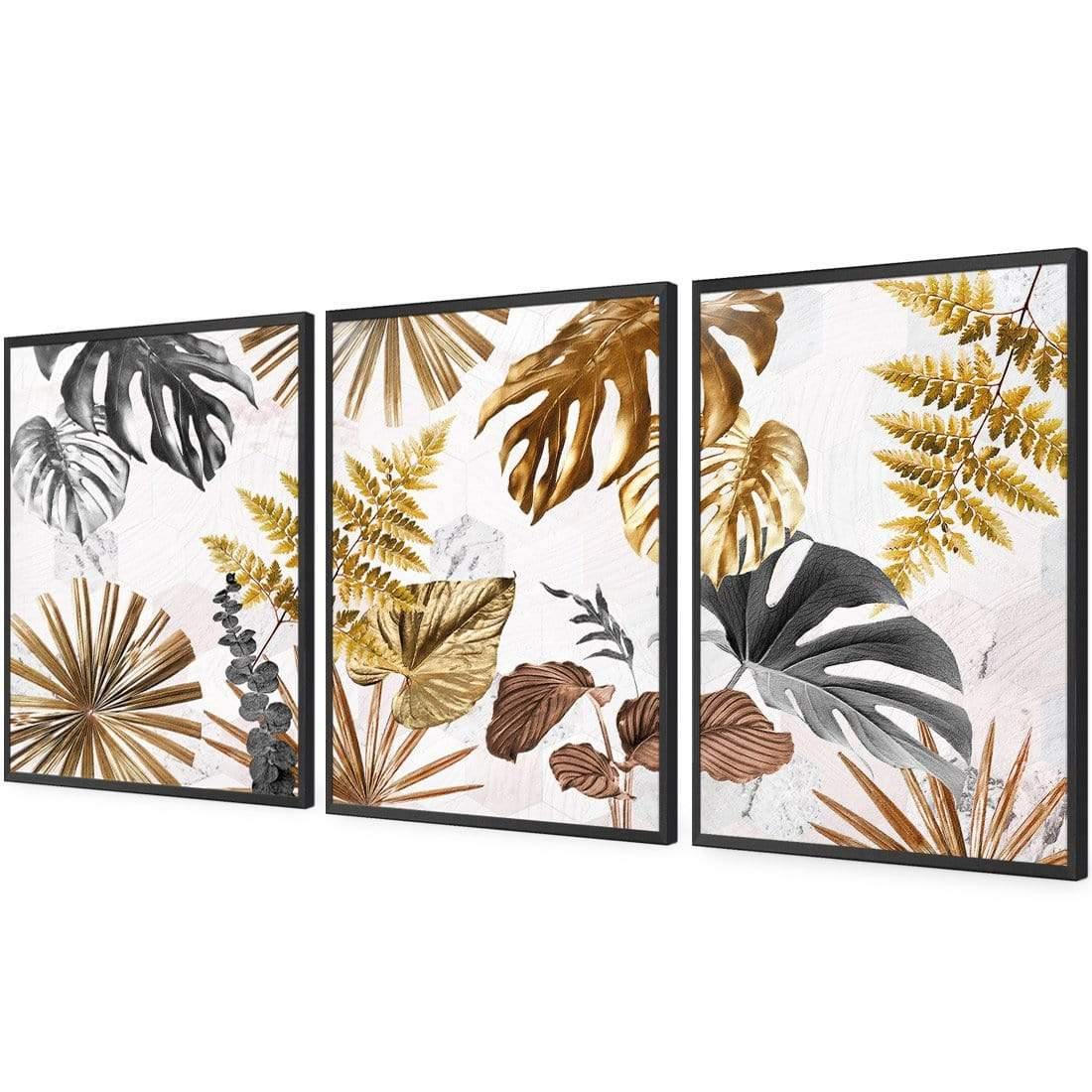 Golden Jungle Trio Art Set - Wall Art Designs - SET3_5038_AR_V WAD_AP - 030 - EDG_59x40_S - 2538 - BLK