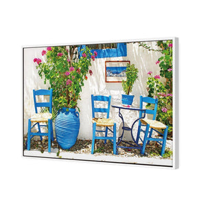 Greek Chairs | Standard Canvas | Floating Frame | White