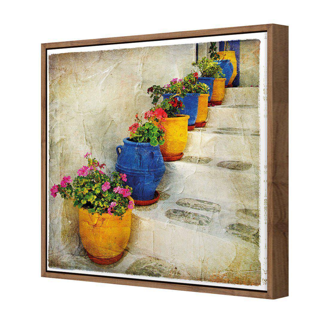 Greek Pots Of Colour | Classic Canvas | Floating Frame | Natural