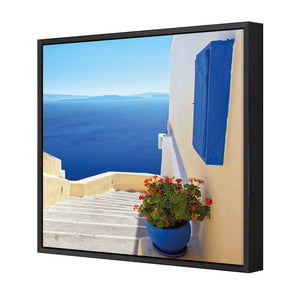 Greek Steps | Classic Canvas | Floating Frame | Black