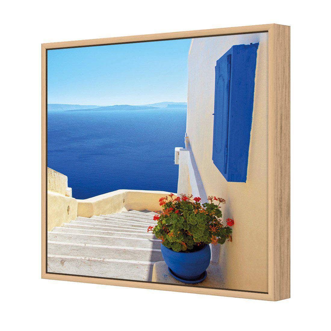 Greek Steps | Classic Canvas | Floating Frame | Oak