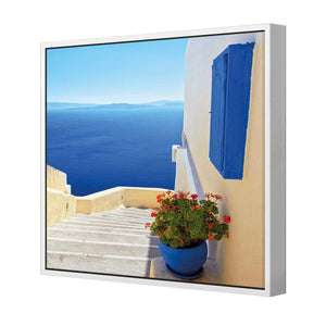Greek Steps | Classic Canvas | Floating Frame | White