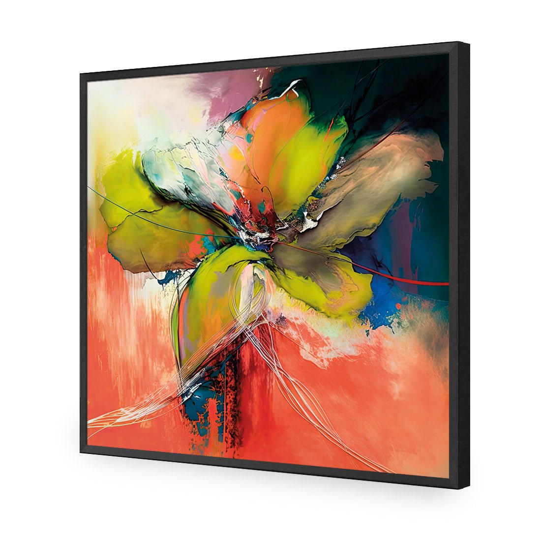 Green Painted Petals I - Wall Art Designs - WB_100645_AS_Q CAF_AP - 030 - EDG_37x37_S - 2538 - BLK