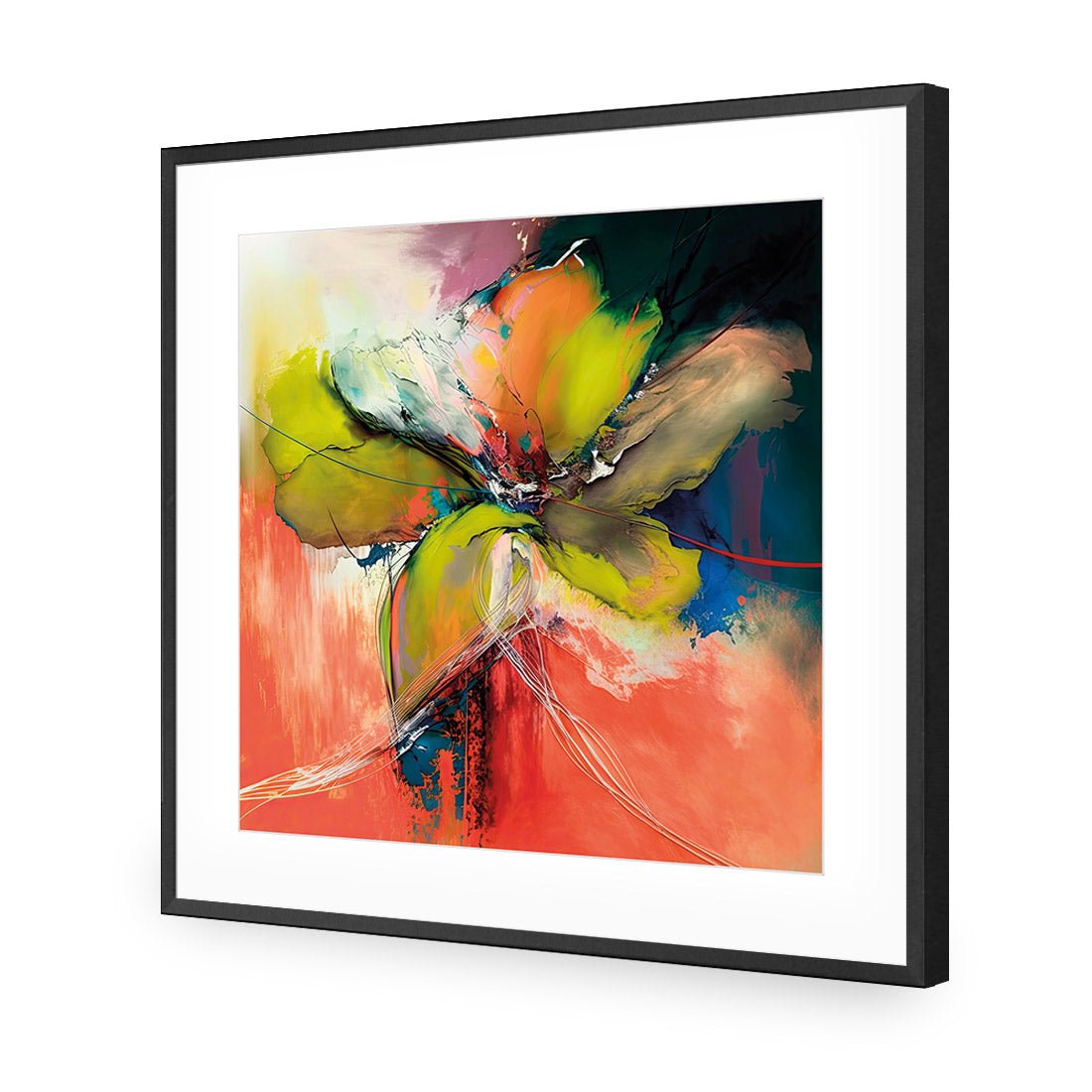 Green Painted Petals I - Wall Art Designs - WB_100645_AS_Q CAF_AP - 030 - MAT_37x37_S - 2538 - BLK