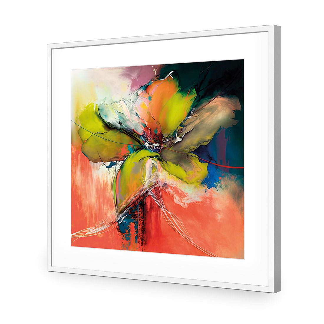 Green Painted Petals I - Wall Art Designs - WB_100645_AS_Q CAF_AP - 030 - MAT_37x37_S - 2538 - WHT