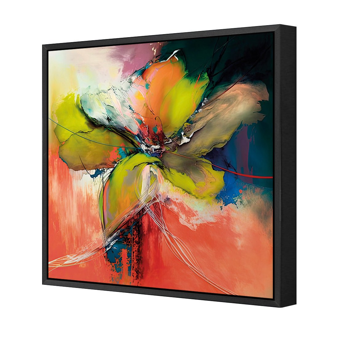 Green Painted Petals I - Wall Art Designs - WB_100645_AS_Q CAF_CP - MPY - 260 - M - S - S_37x37_S - 1550 - BLK