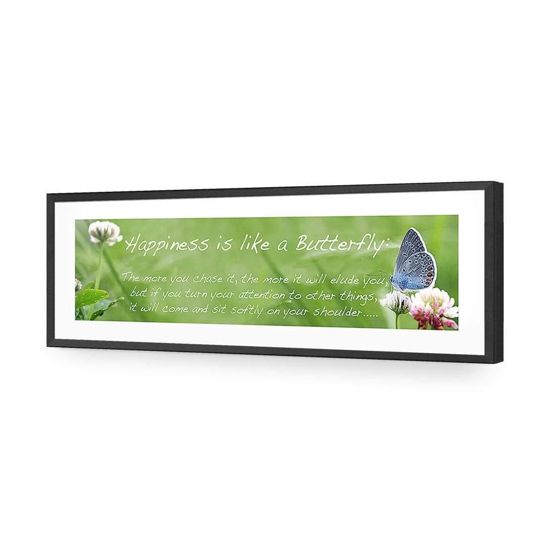 Happiness is like a Butterfly (long) - Wall Art Designs - 1585_AL_H WAD_AP - 030 - MAT_90x30_S - 2538 - BLK