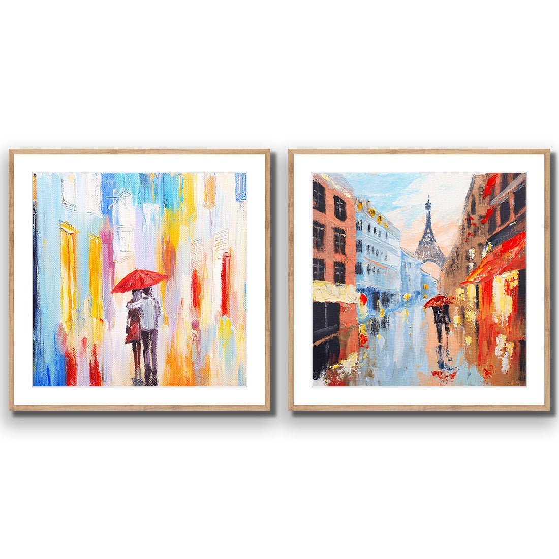 Heading Home Amour en pluie Perfect Pairs - Wall Art Designs - SET2_5007_AS_Q CAF_AP - 030 - MAT_37x37_S - 2538 - OAK