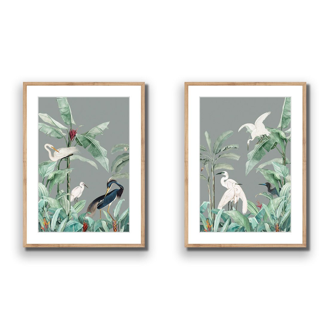 Heron Heaven Perfect Pair - Wall Art Designs - SET2_5017_AR_V WAD_AP - 030 - MAT_45x30_S - 2538 - OAK