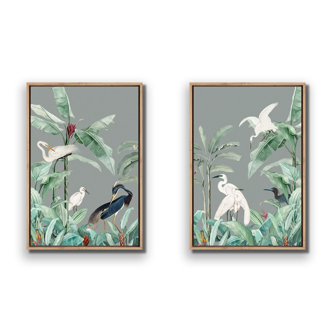 Heron Heaven Perfect Pair - Wall Art Designs - SET2_5017_AR_V WAD_CP - MPY - 260 - M - S - S_45x30_S - 1550 - OAK