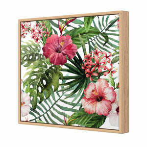 Hibiscus Array | Standard Canvas | Floating Frame | Oak