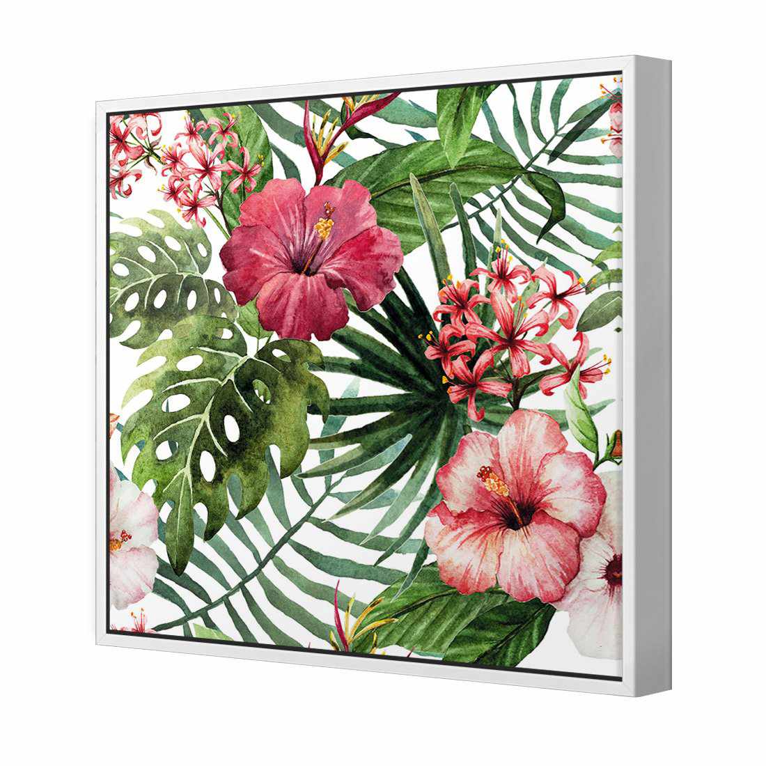 Hibiscus Array | Standard Canvas | Floating Frame | White