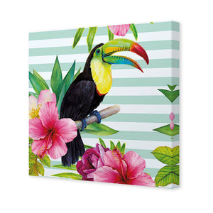 Hibiscus Toucan | Standard Canvas | No Frame | Stretched Canvas