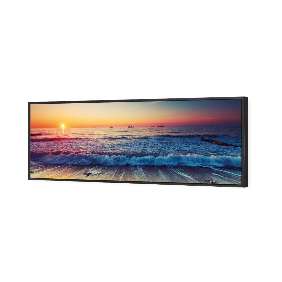 High Tide Sunset (Long) | Classic Canvas | Floating Frame | Black