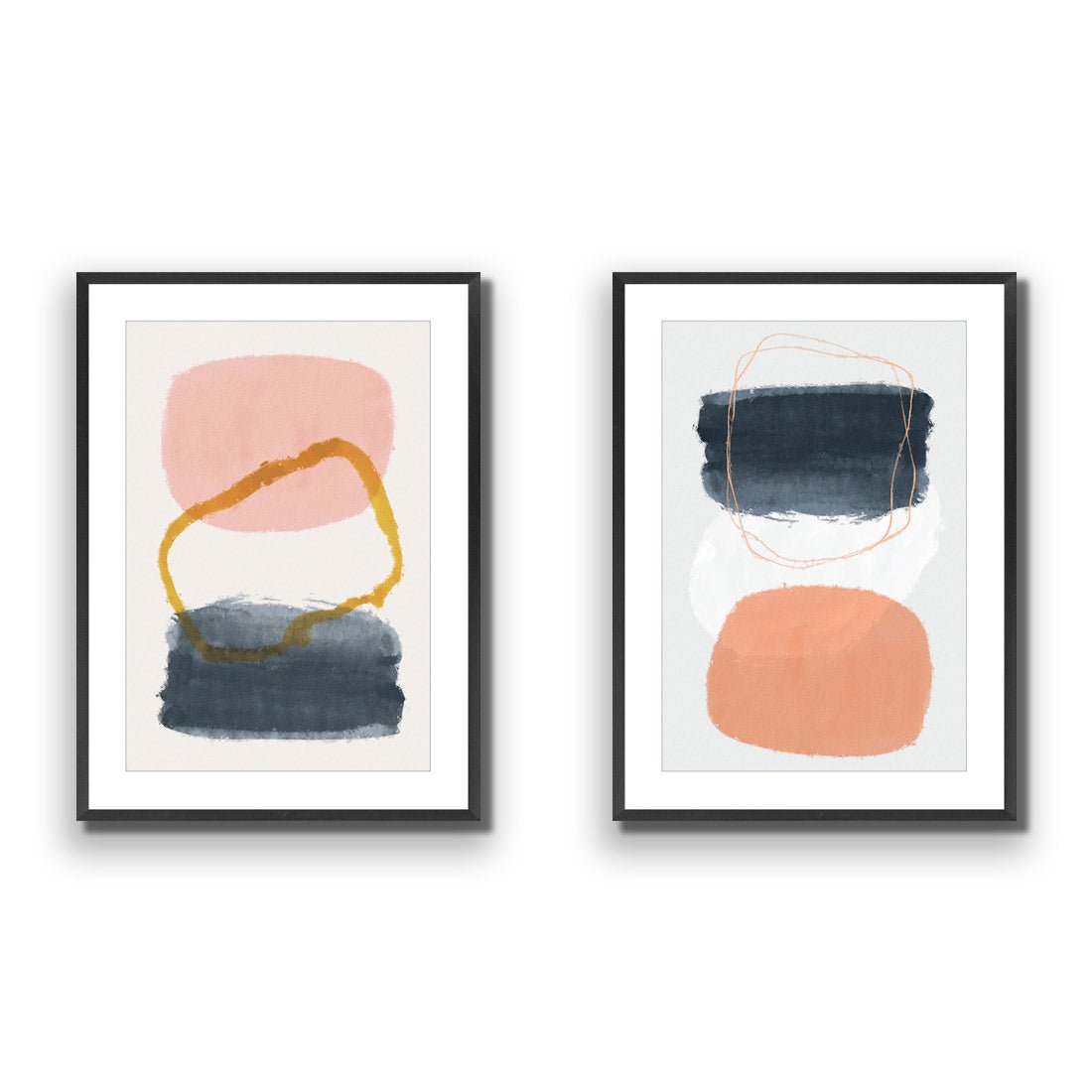 Hollow Balance Abstract Perfect Pair - Wall Art Designs - SET2_5018_AR_V WAD_AP - 030 - MAT_45x30_S - 2538 - BLK