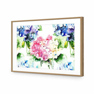 Hydrangeas | Standard Acrylic | Flat Frame With Border | Oak