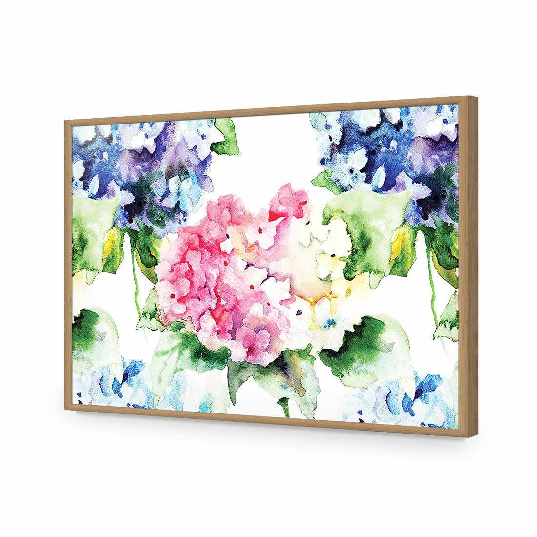 Hydrangeas | Standard Acrylic | Flat Frame No Border | Oak