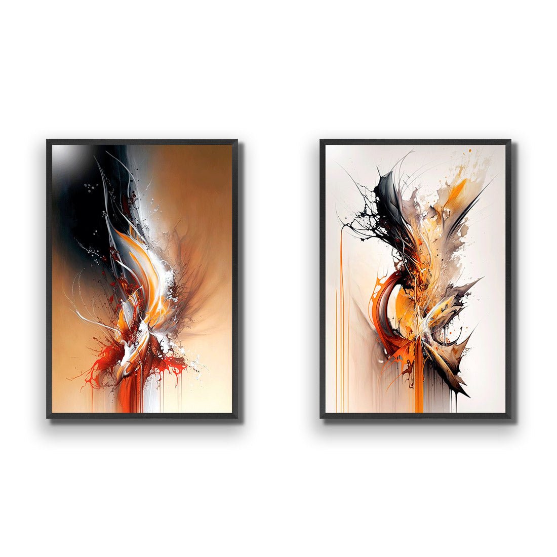 Ignite Abstract Perfect Pair - Wall Art Designs - SET2_5043_AR_V CAF_AP - 030 - EDG_45x30_S - 2538 - BLK