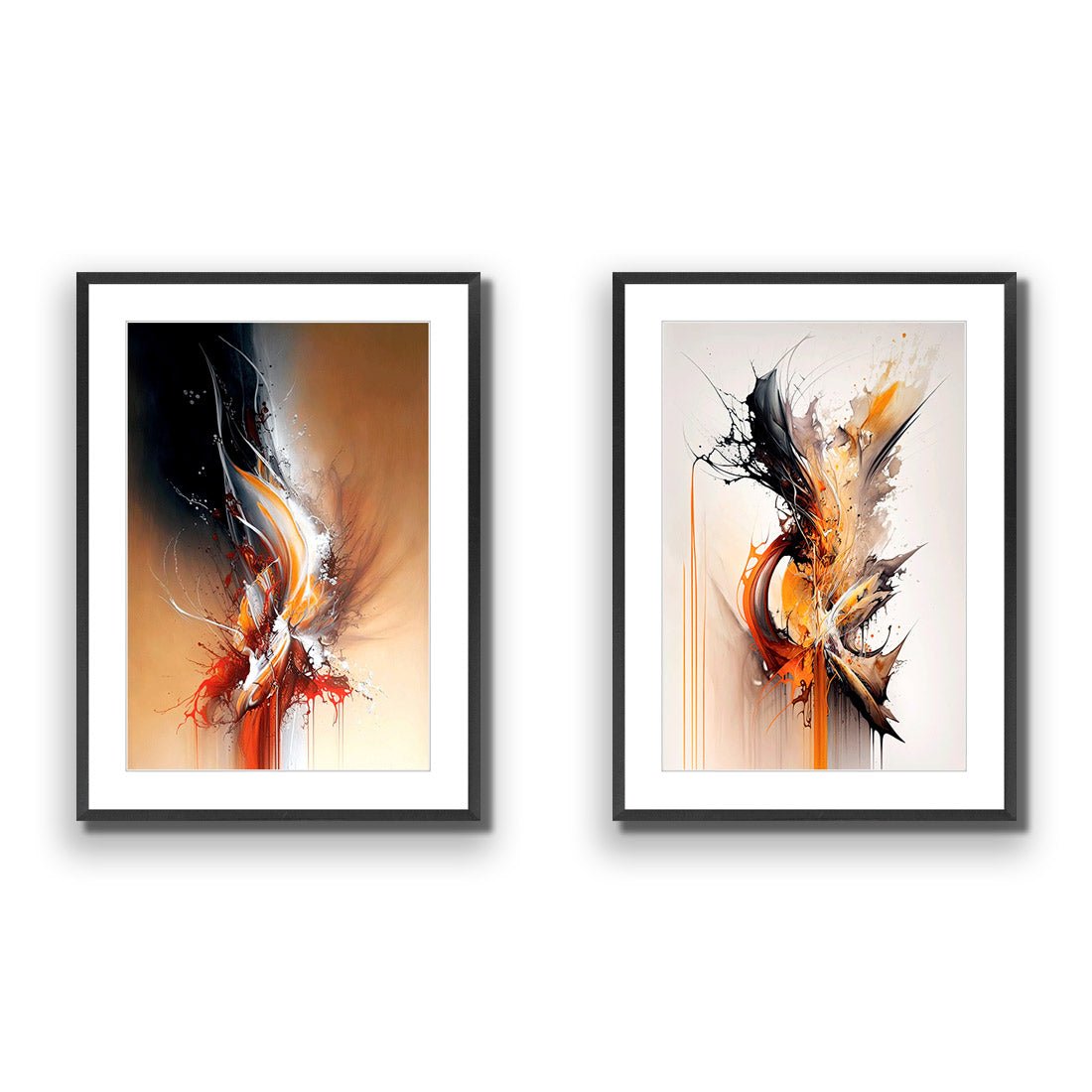 Ignite Abstract Perfect Pair - Wall Art Designs - SET2_5043_AR_V CAF_AP - 030 - MAT_45x30_S - 2538 - BLK