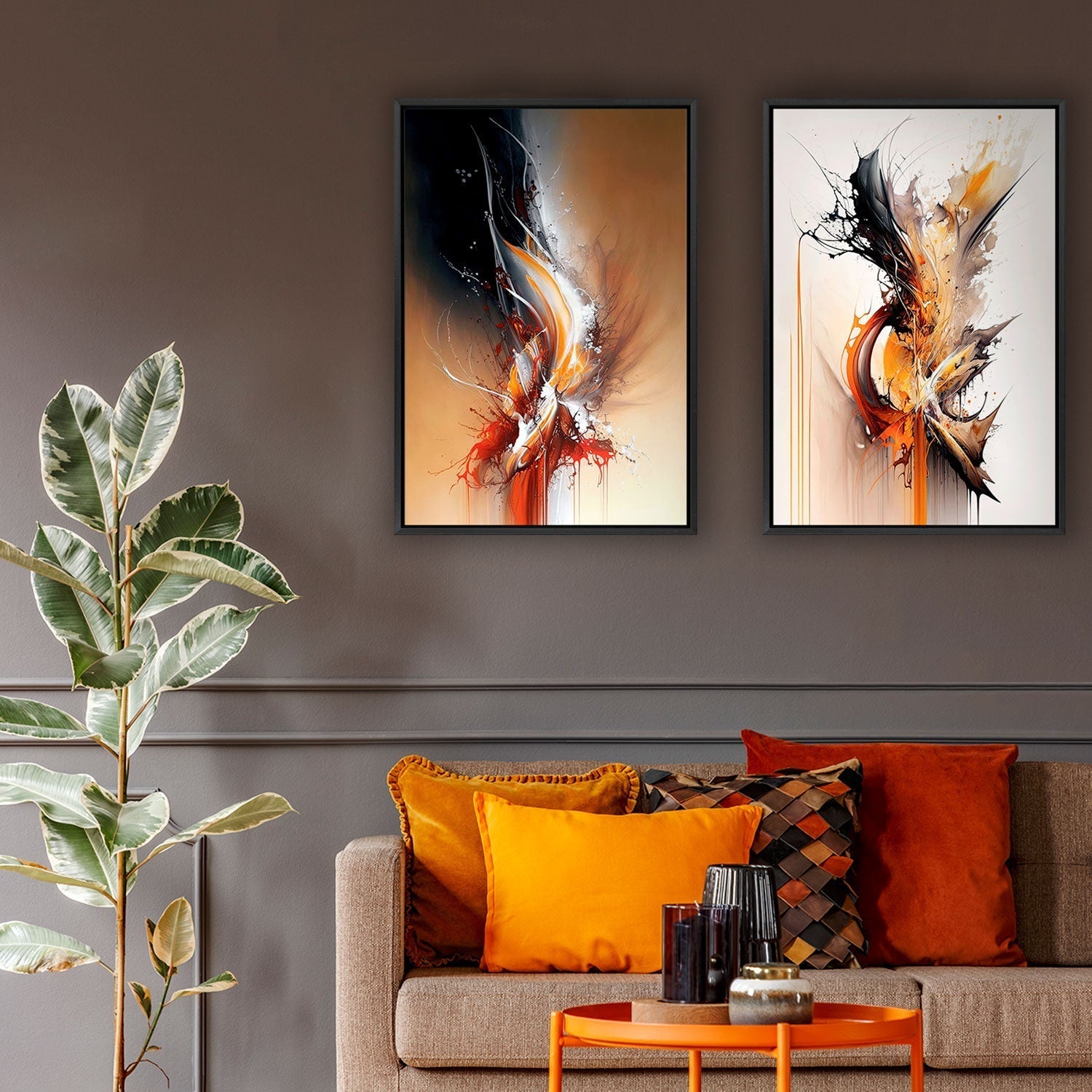 Ignite Abstract Perfect Pair - Wall Art Designs - SET2_5043_AR_V CAF_CP - MPY - 260 - M - S - S_45x30_NONE