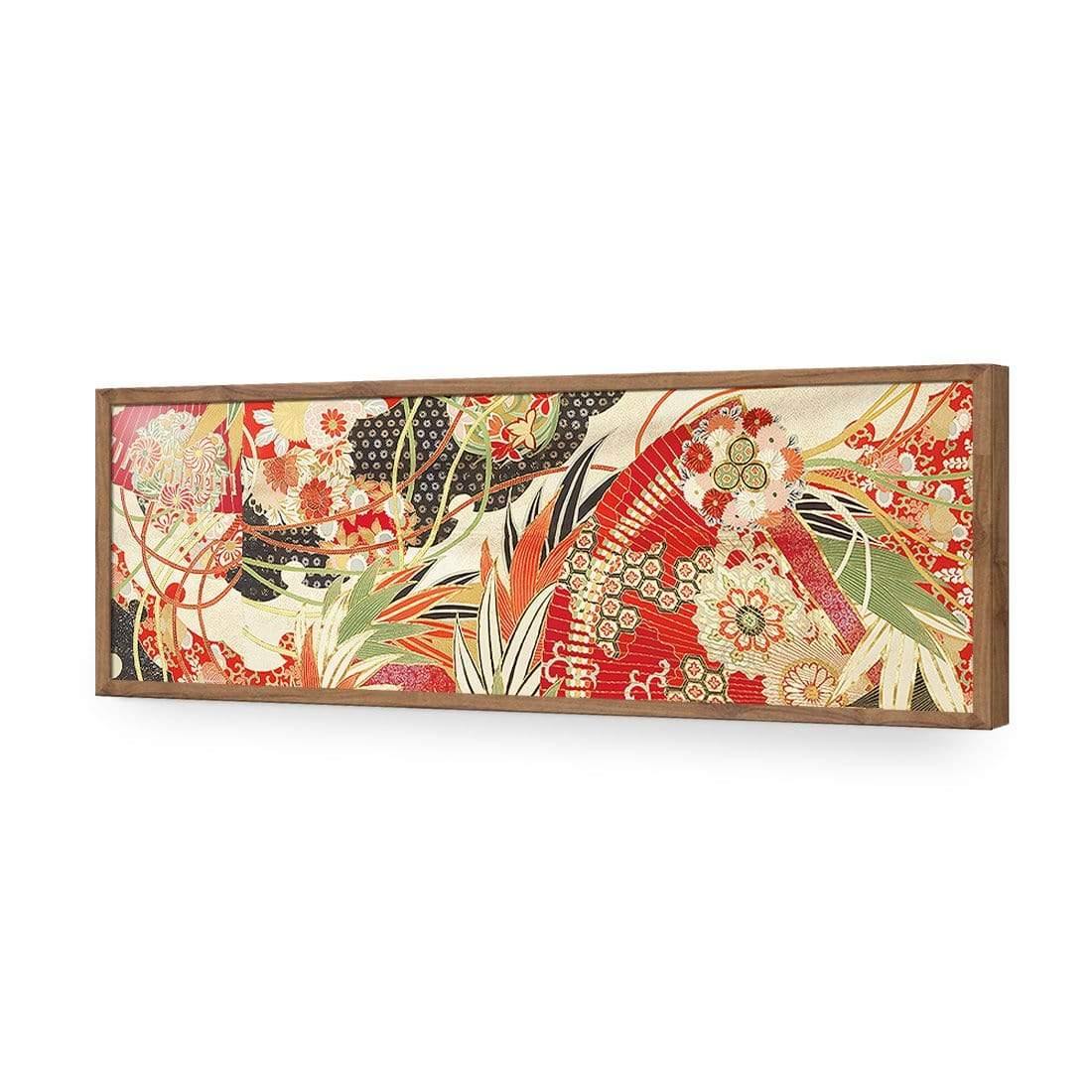 Japanese Fabric Red Flowers and Fans - Wall Art Designs - 1814_AL_H WAD_AP - 030 - EDG_90x30_S - 2538 - NAT