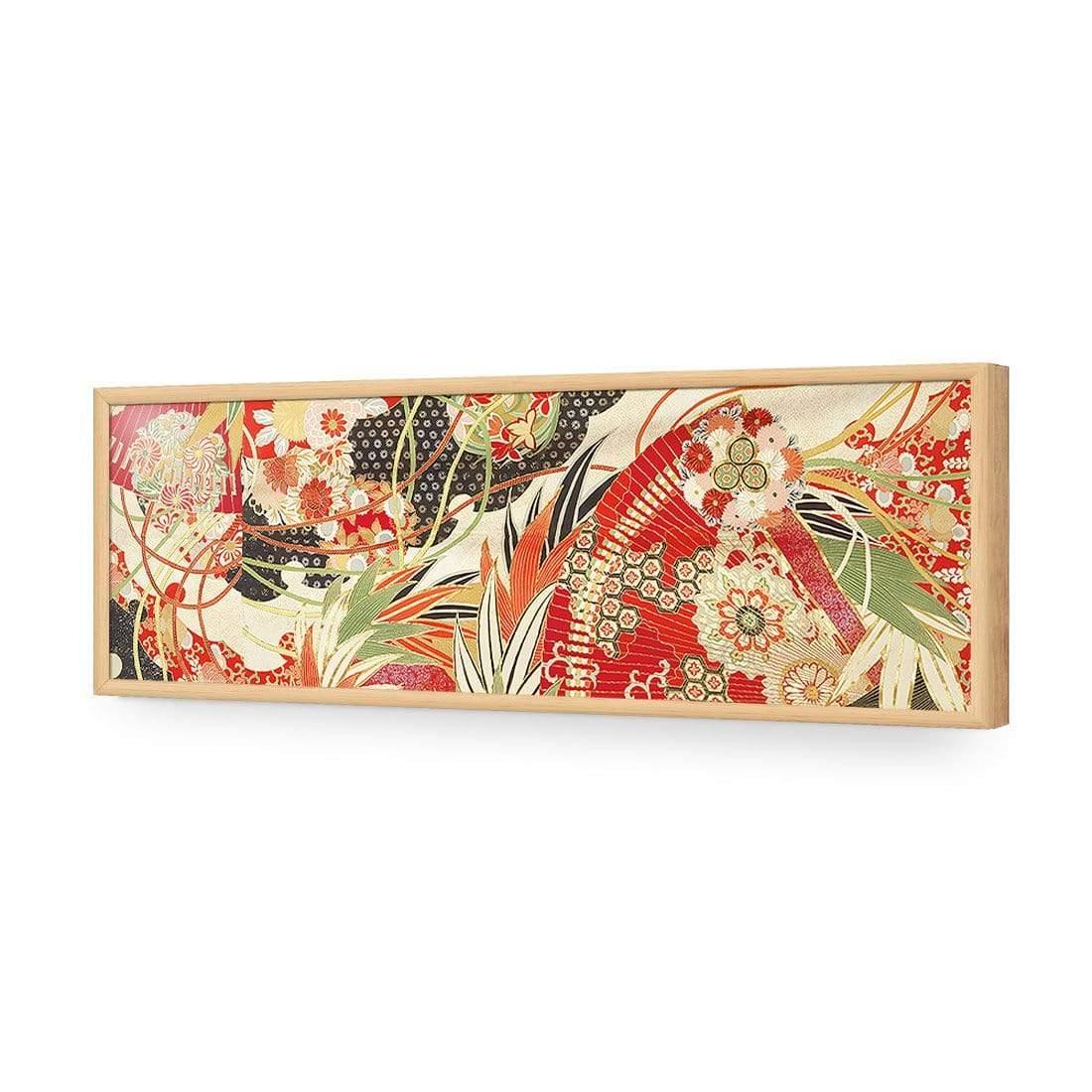 Japanese Fabric Red Flowers and Fans - Wall Art Designs - 1814_AL_H WAD_AP - 030 - EDG_90x30_S - 2538 - OAK