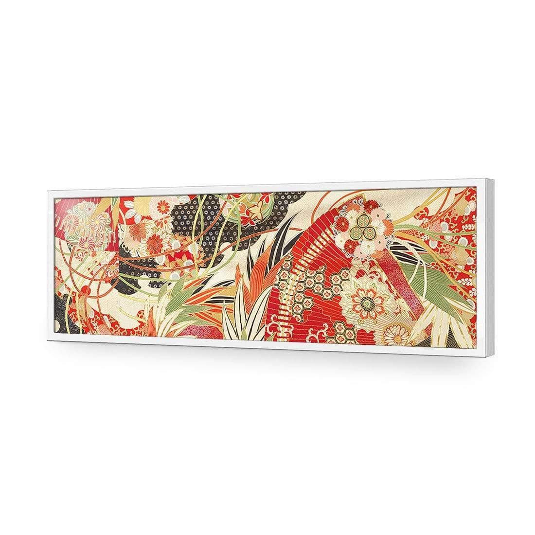 Japanese Fabric Red Flowers and Fans - Wall Art Designs - 1814_AL_H WAD_AP - 030 - EDG_90x30_S - 2538 - WHT