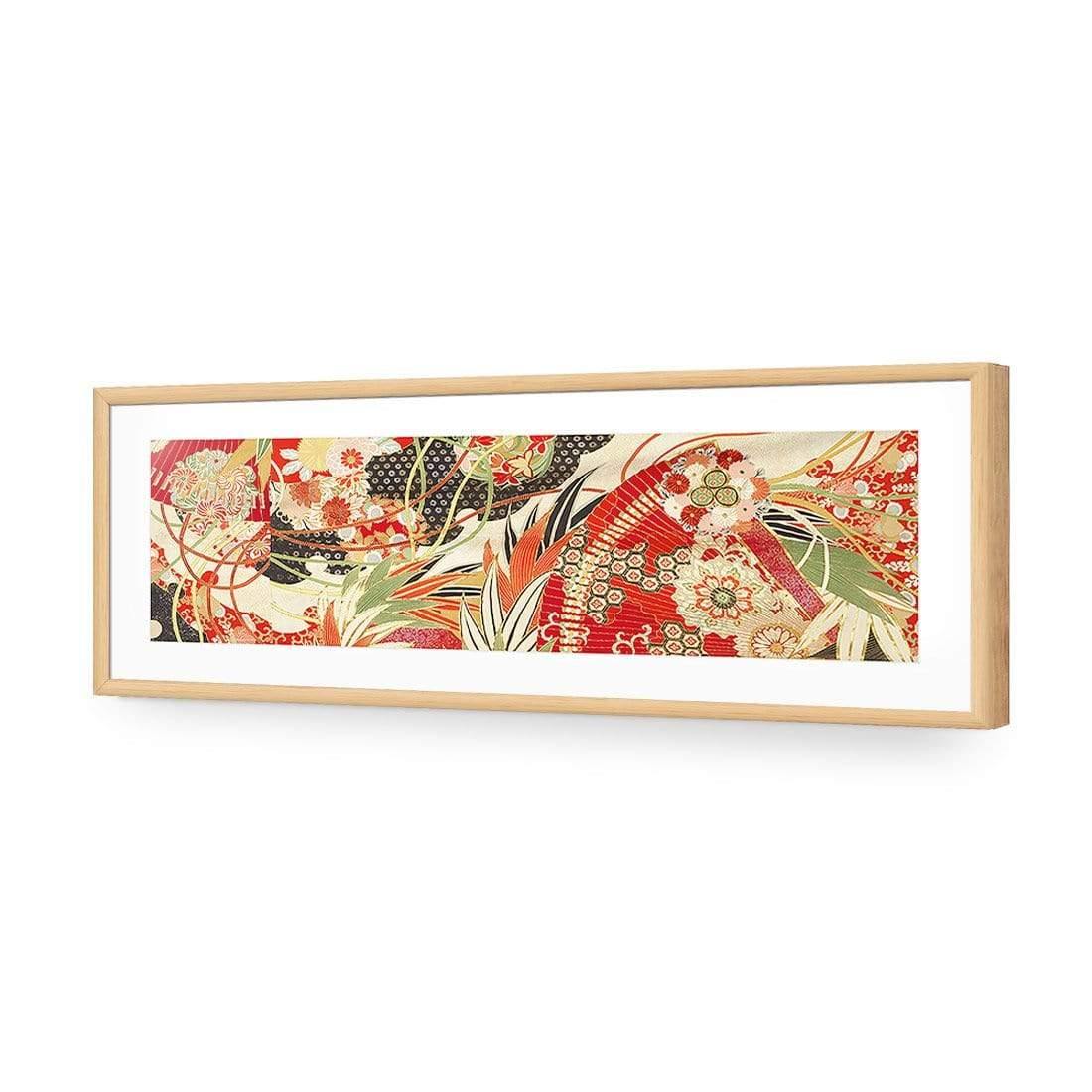 Japanese Fabric Red Flowers and Fans - Wall Art Designs - 1814_AL_H WAD_AP - 030 - MAT_90x30_S - 2538 - OAK