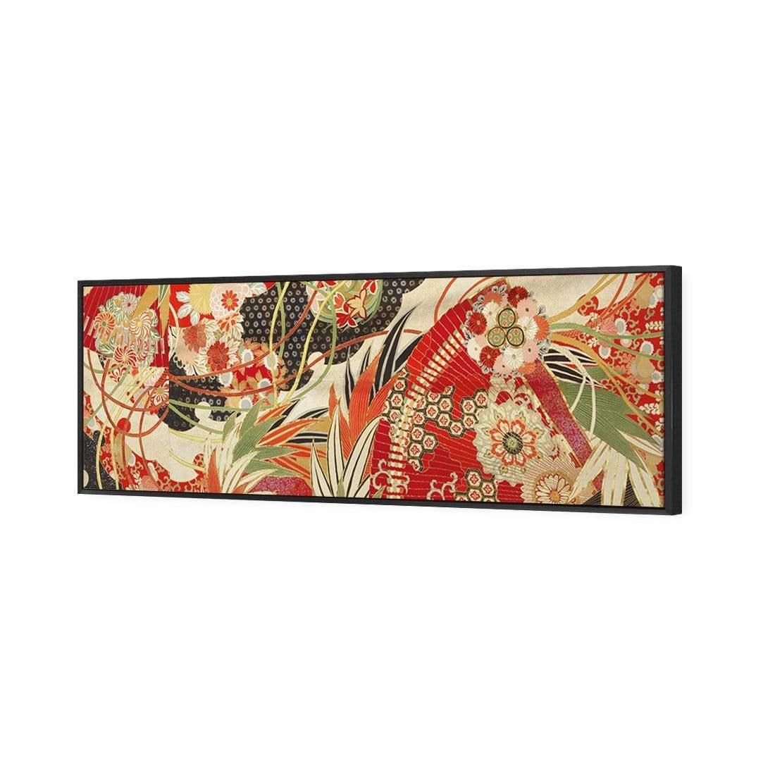 Japanese Fabric Red Flowers and Fans - Wall Art Designs - 1814_AL_H WAD_CP - MPY - 260 - M - S - S_60x20_S - 1550 - BLK