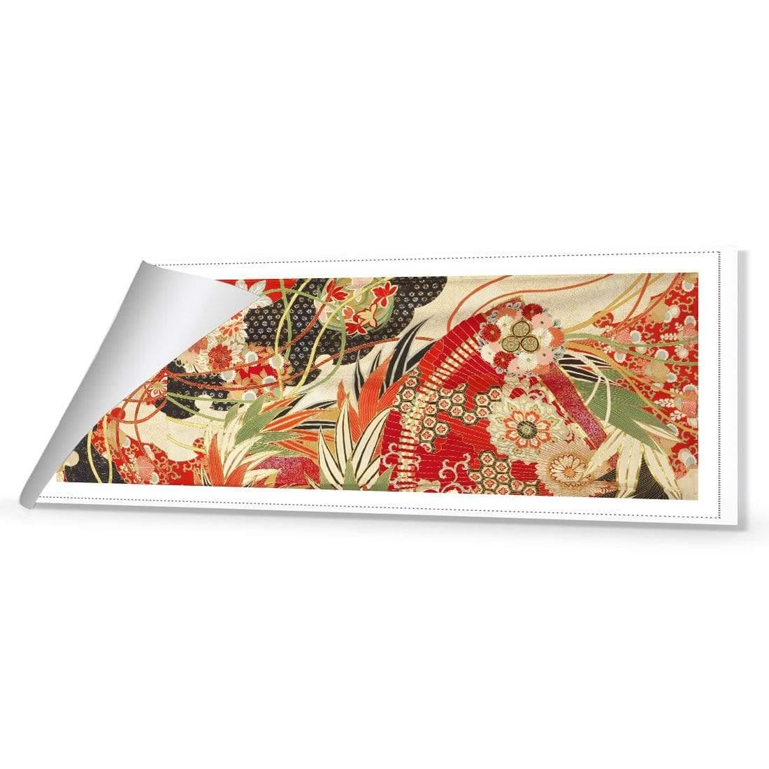 Japanese Fabric Red Flowers and Fans - Wall Art Designs - 1814_AL_H WAD_CP - MPY - 260 - M - R_60x20_NONE