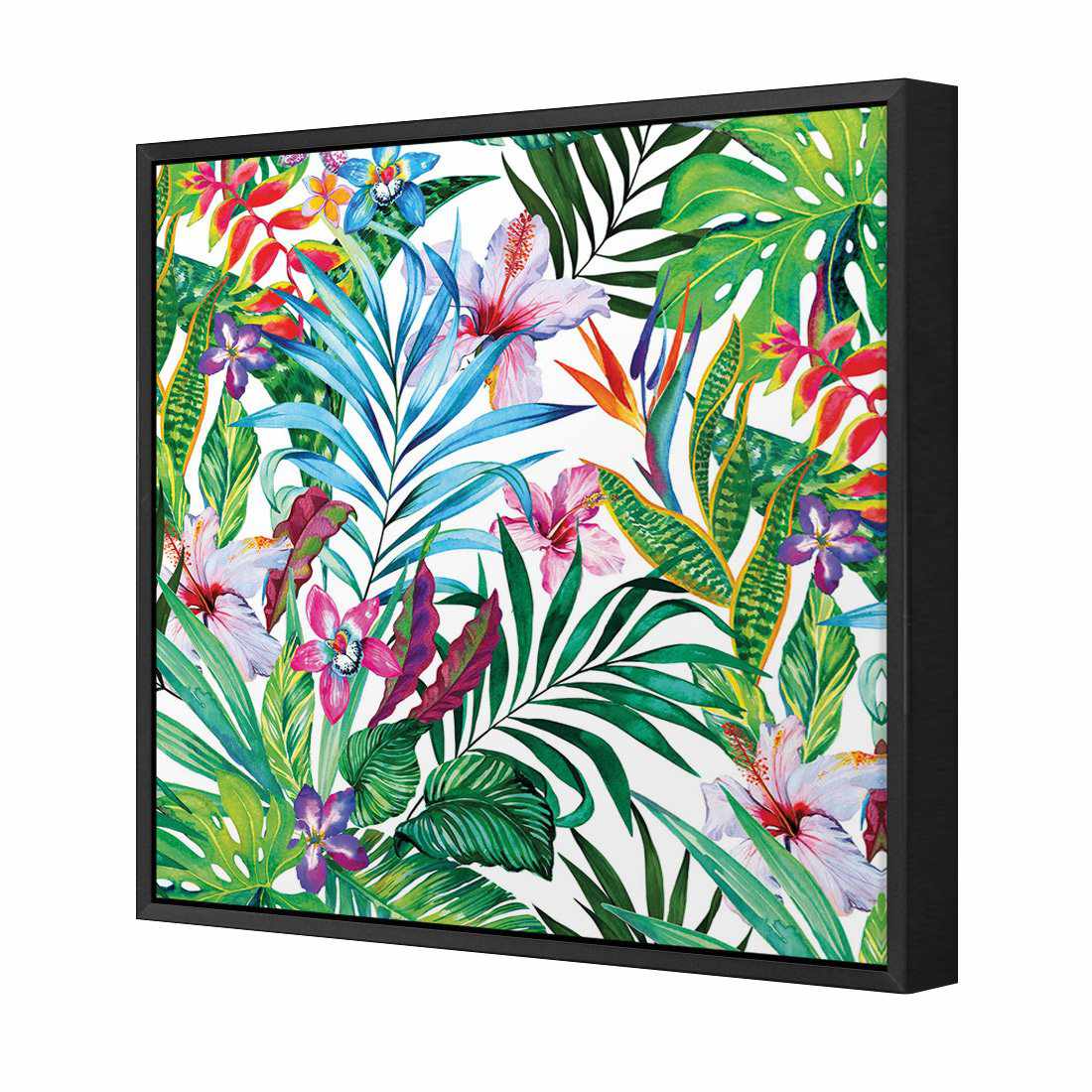 Jungle At Noon, Square | Standard Canvas | Floating Frame | Black