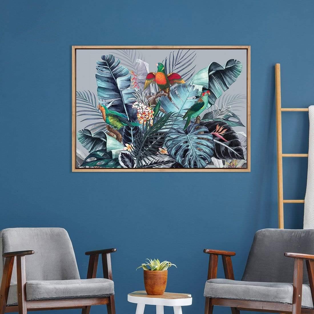 Jungle Exotica Blue I (Horizontal) | Classic Canvas | No Frame | Stretched Canvas