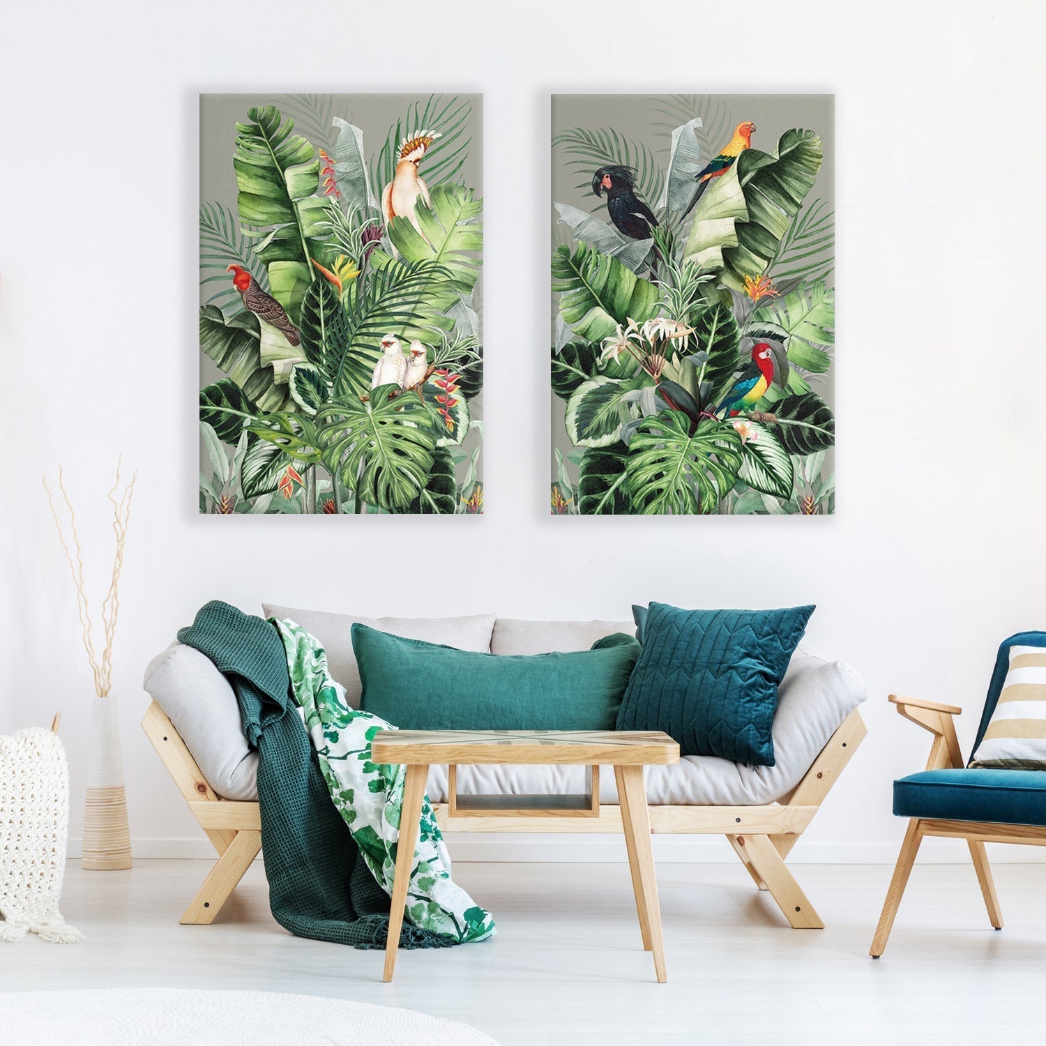 Jungle Exotica Green Perfect Pair - Wall Art Designs - SET2_5020_AR_V WAD_CP - MPY - 260 - M - S - S_45x30_NONE