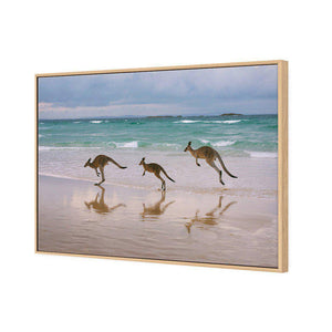 Kangaroos on Vacation | Classic Canvas | Floating Frame | Oak