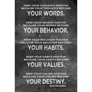Keep Positive, White on Black
