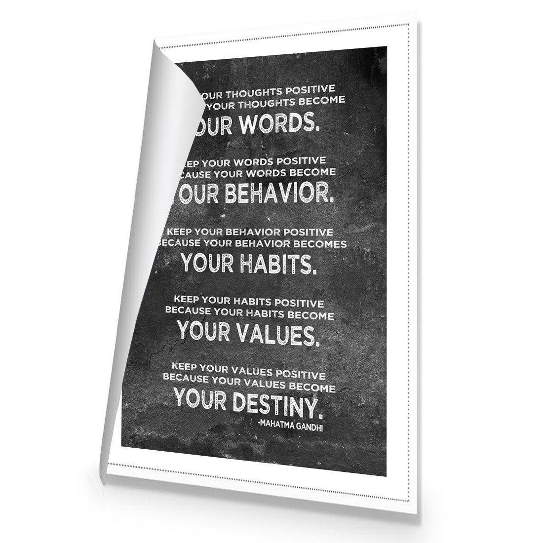 Keep Positive, White on Black | Standard Canvas | No Frame | Rolled Canvas